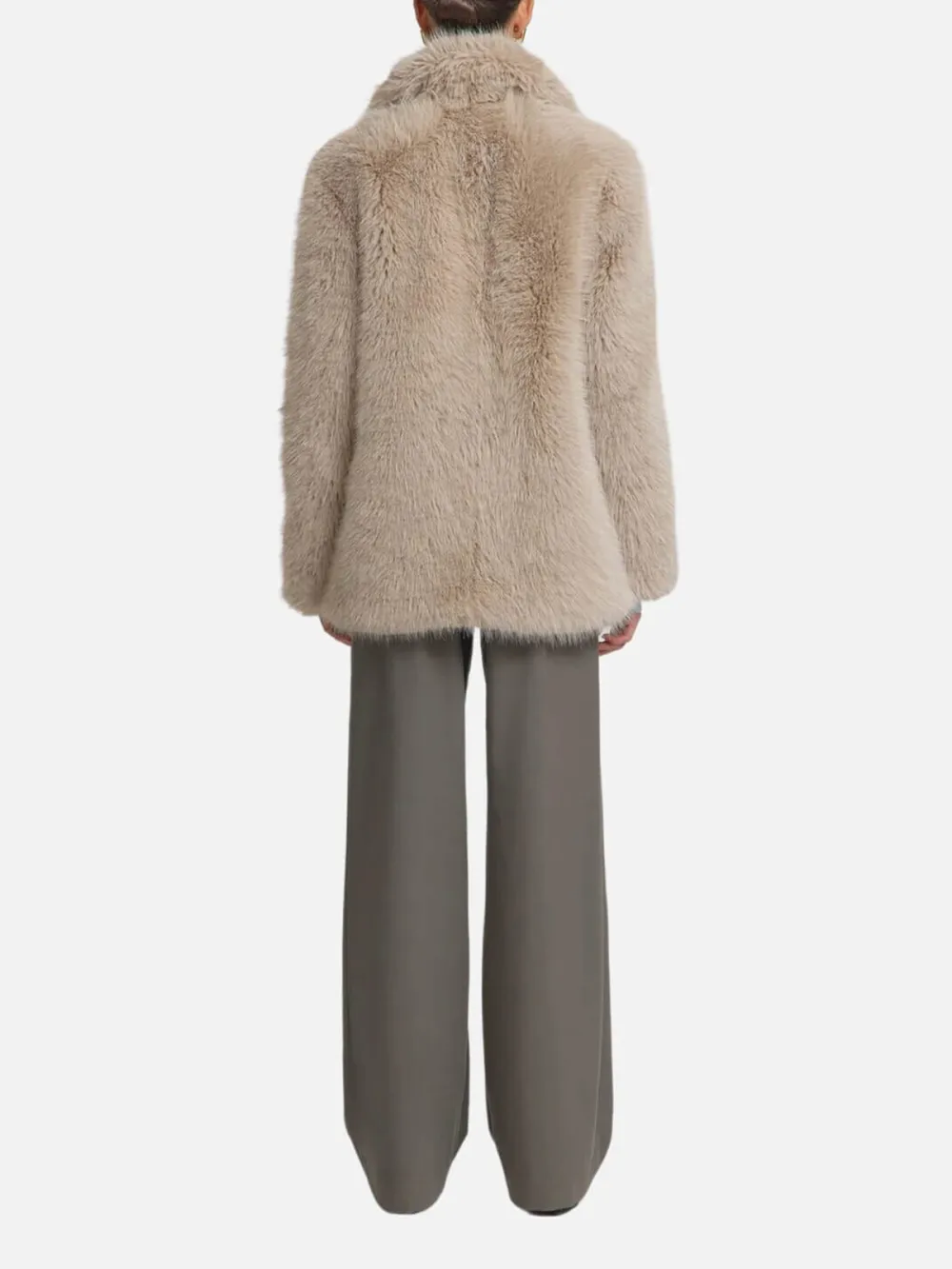 Fuzzy Lapel Long Sleeve Coat
