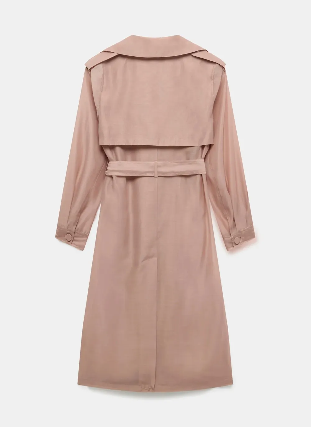 Casual Style Pink Sheer Organza Trench Coat