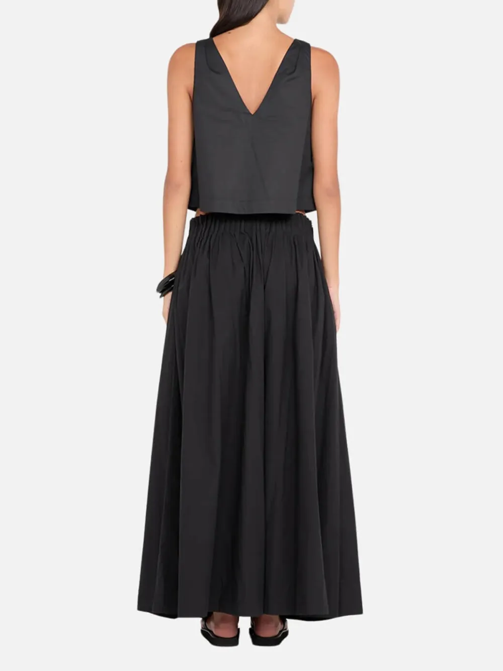 Elasticated Waist Maxi Skirt-Black