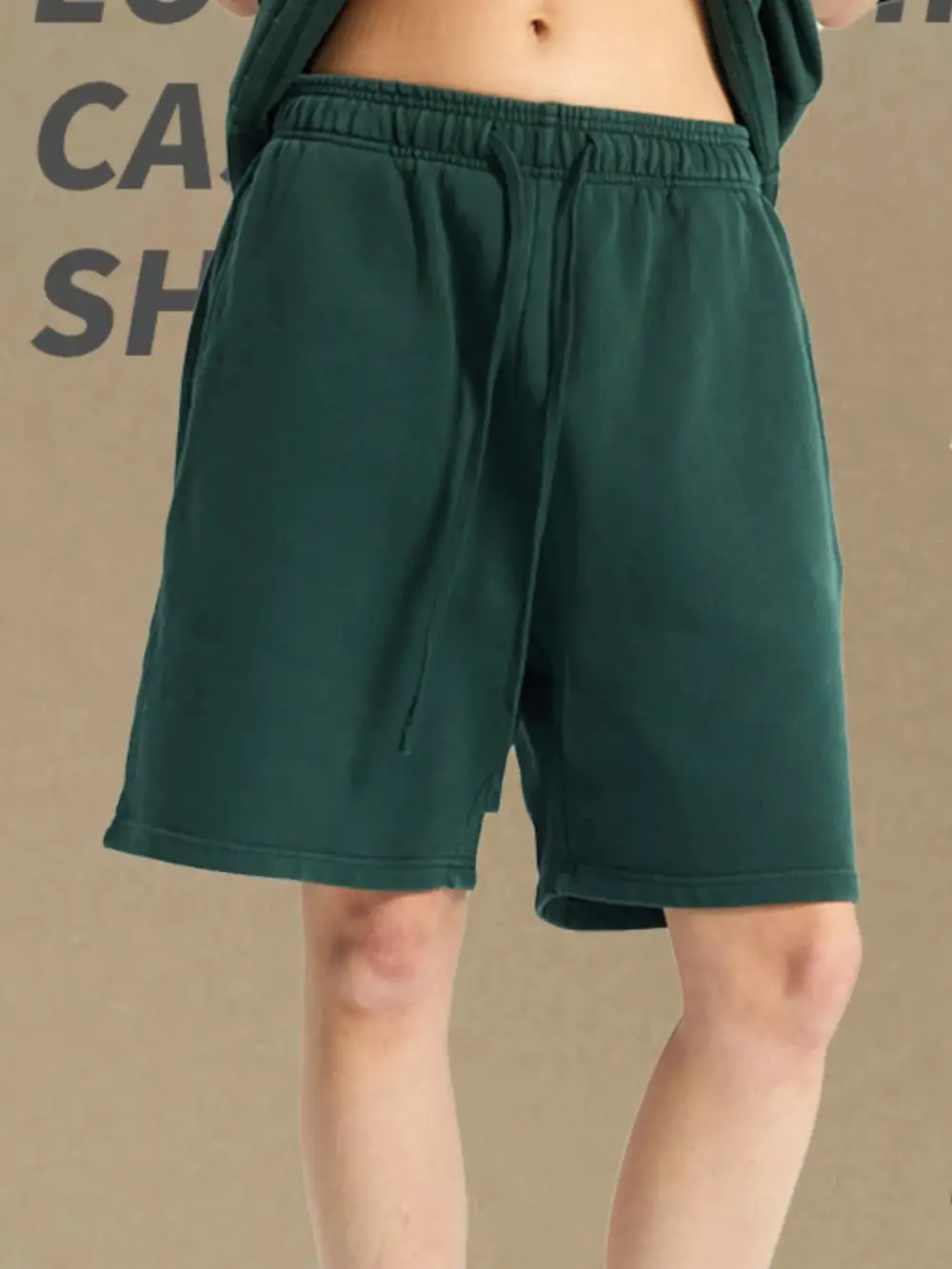 Drawstring Cotton Blend Easy Waist Casual Shorts