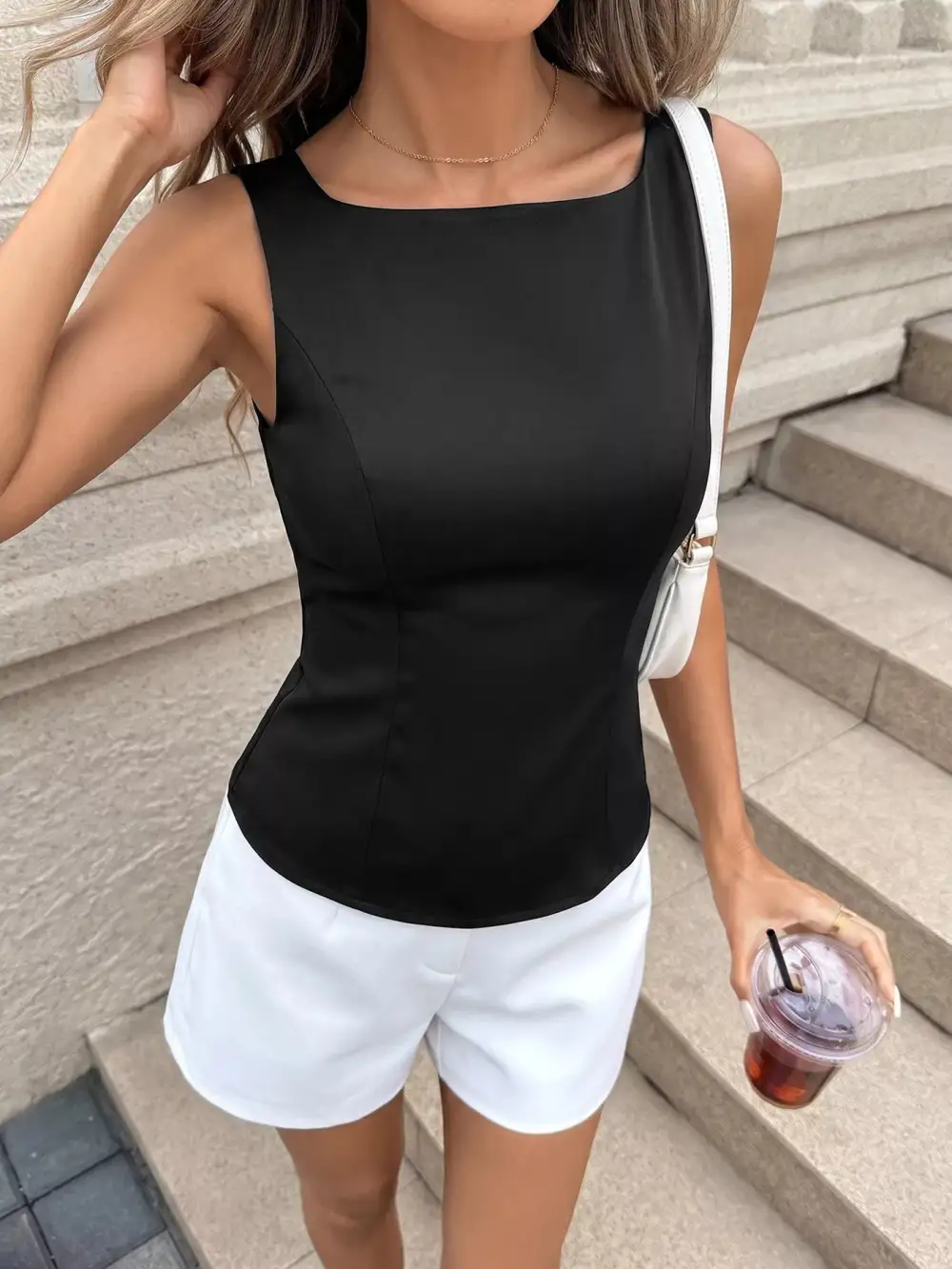 Cutout Back Sleeveless Top