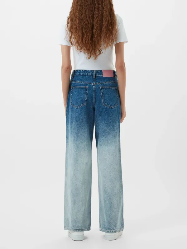 Creative And Fashionable Gradient Blue Wide-Leg Trousers