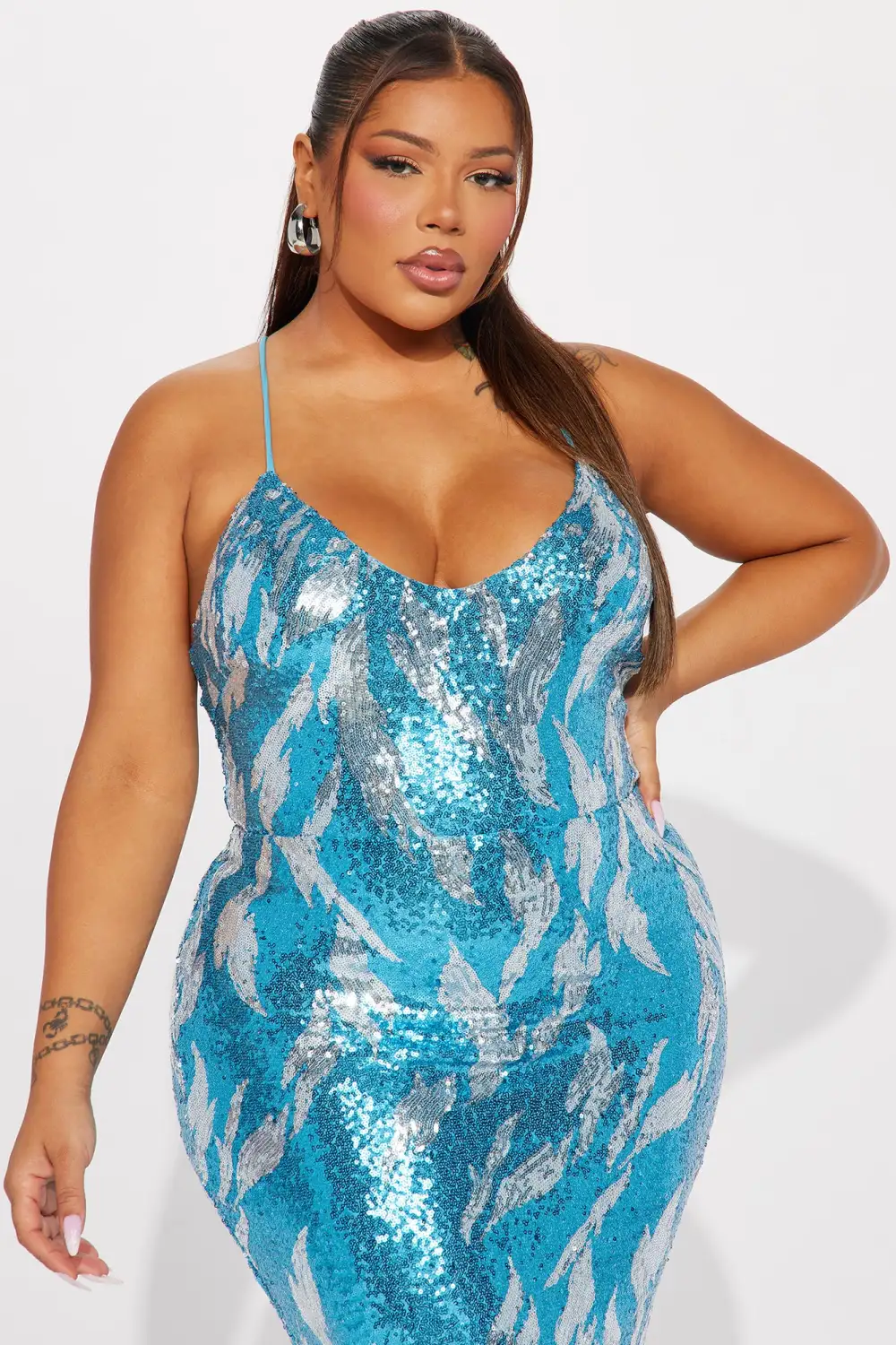 Raelyn Sequin Maxi Dress - Blue/Silver