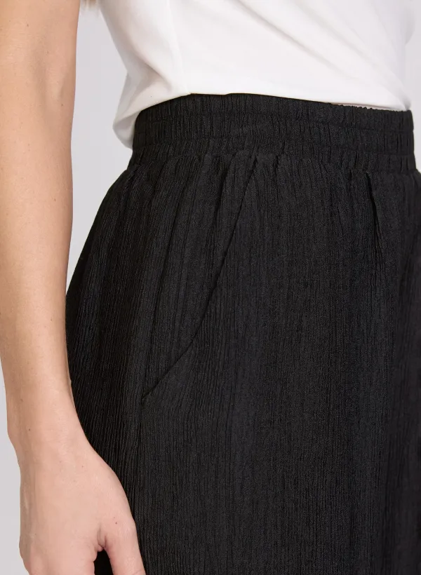 Black Jacquard Wide-Leg Pants