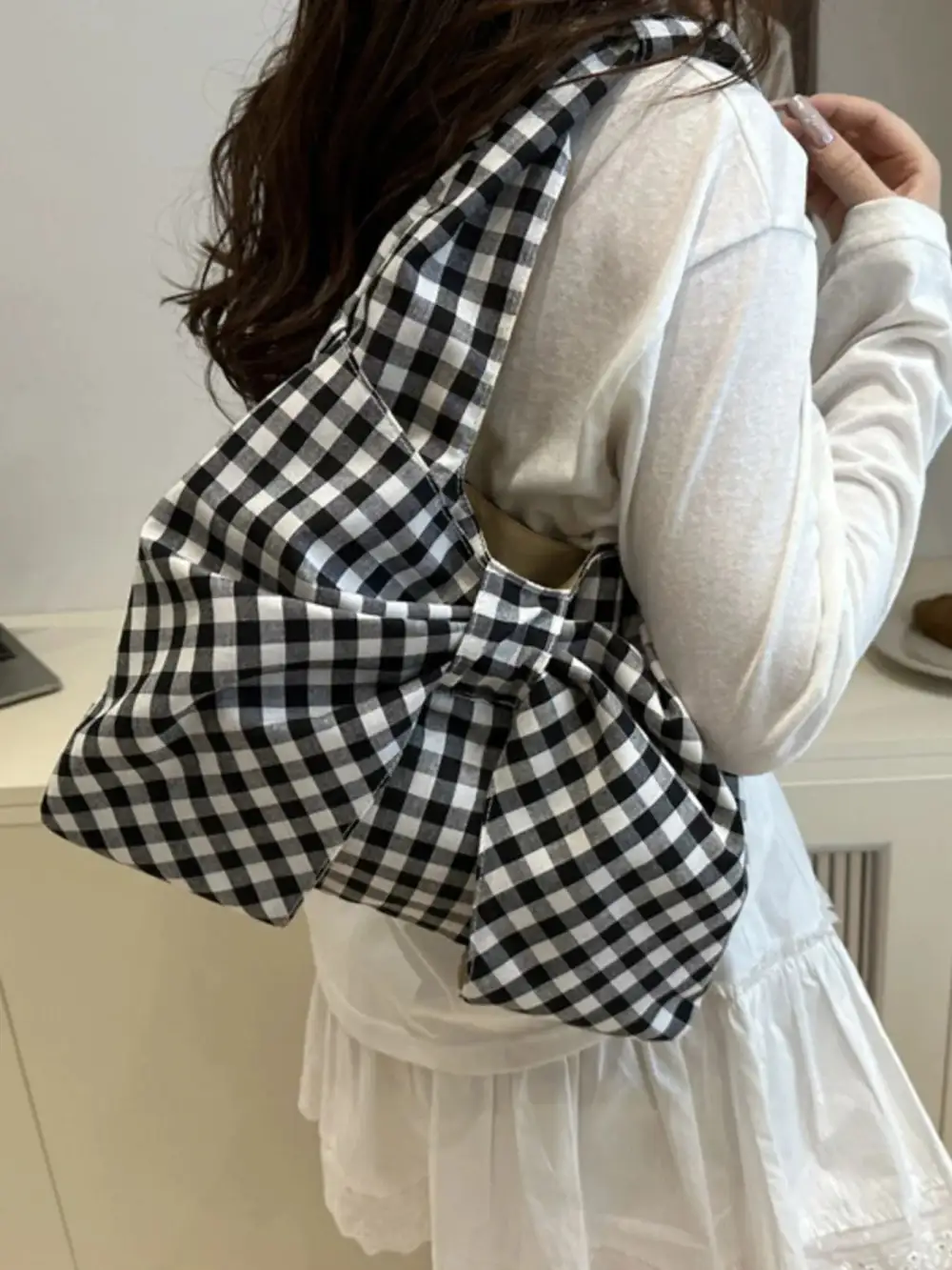 Bow Accent Ruched Shoulder Bag