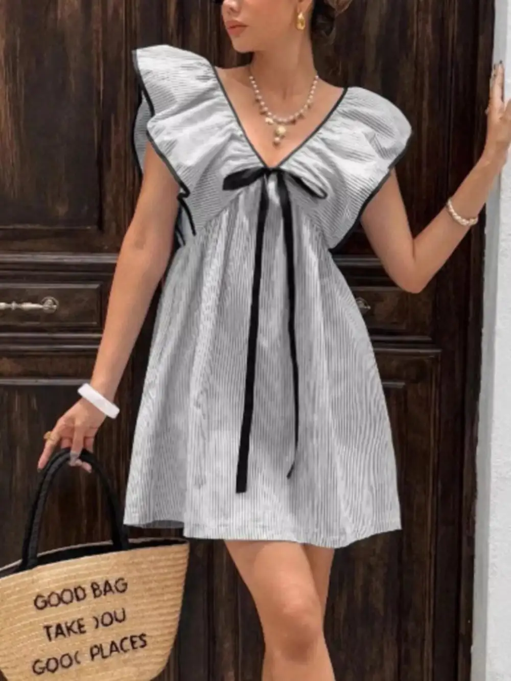 Striped Ruffle Mini Dress