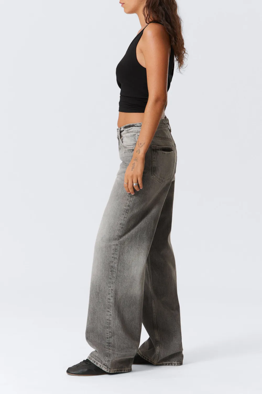 Pocketed Button Wide Leg Jeans