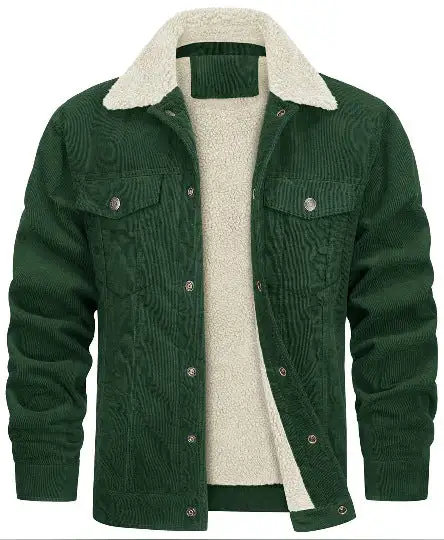 Corduroy Lapel Collar Long Sleeve Jacket