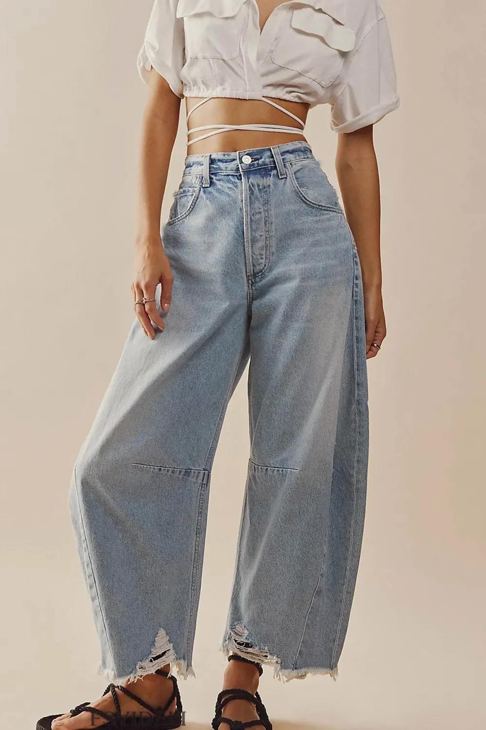 Cropped Straight Denim Pants