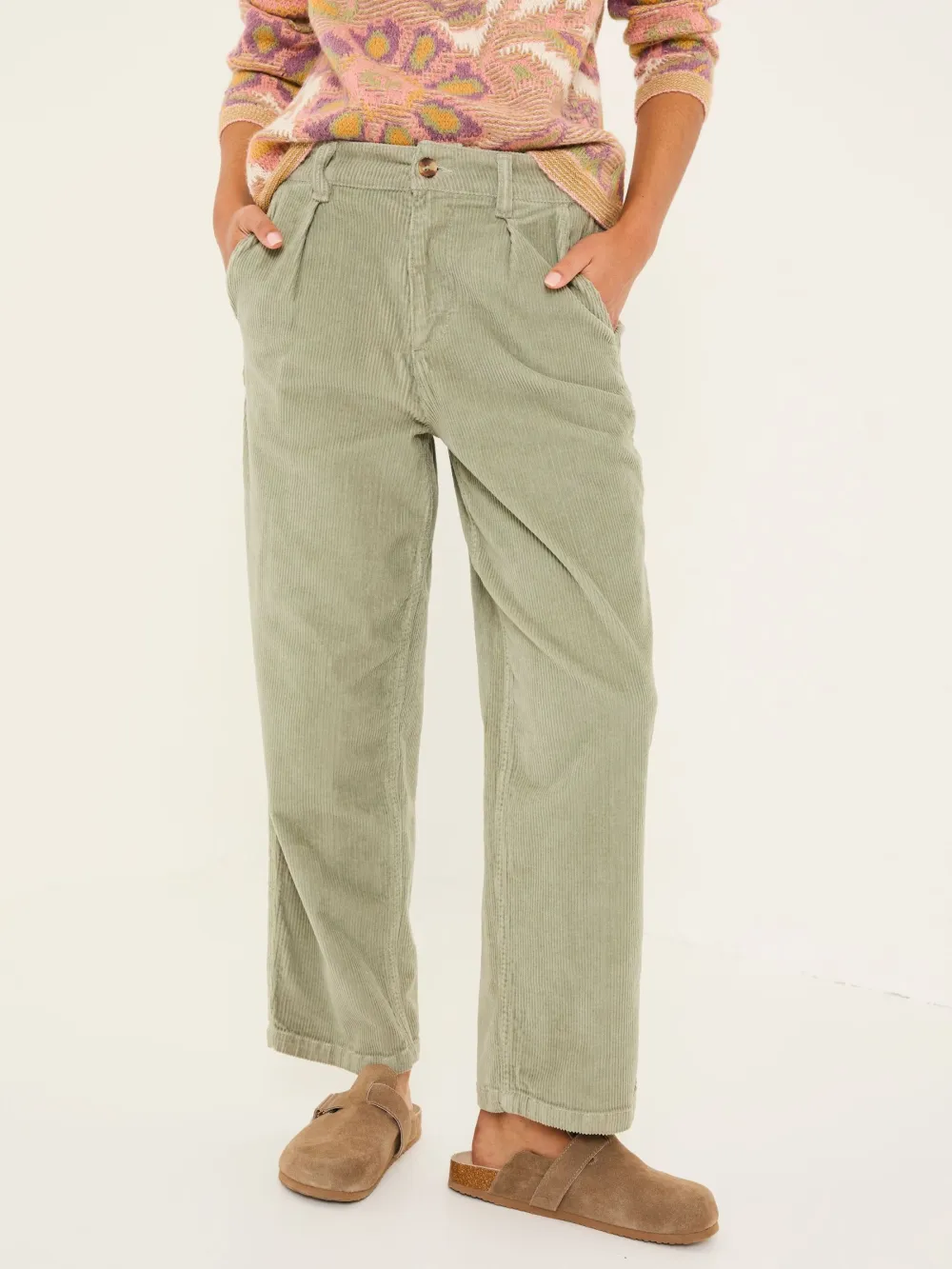 Cinnamon Light Green Cord Trousers