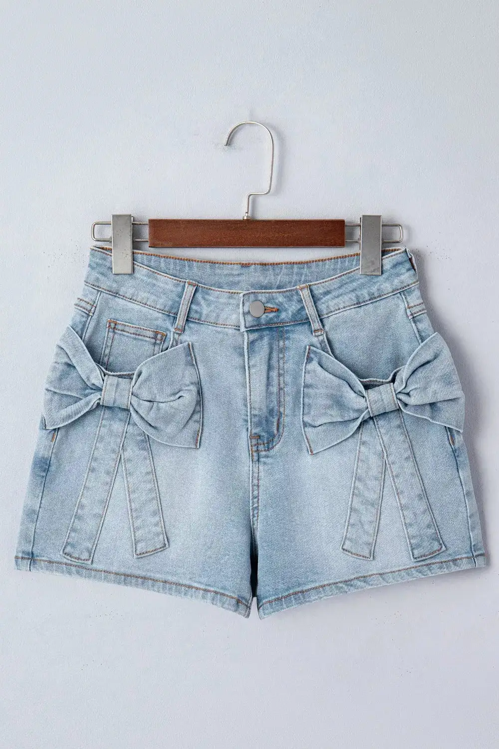 Bow Detail Denim With Casual Shorts