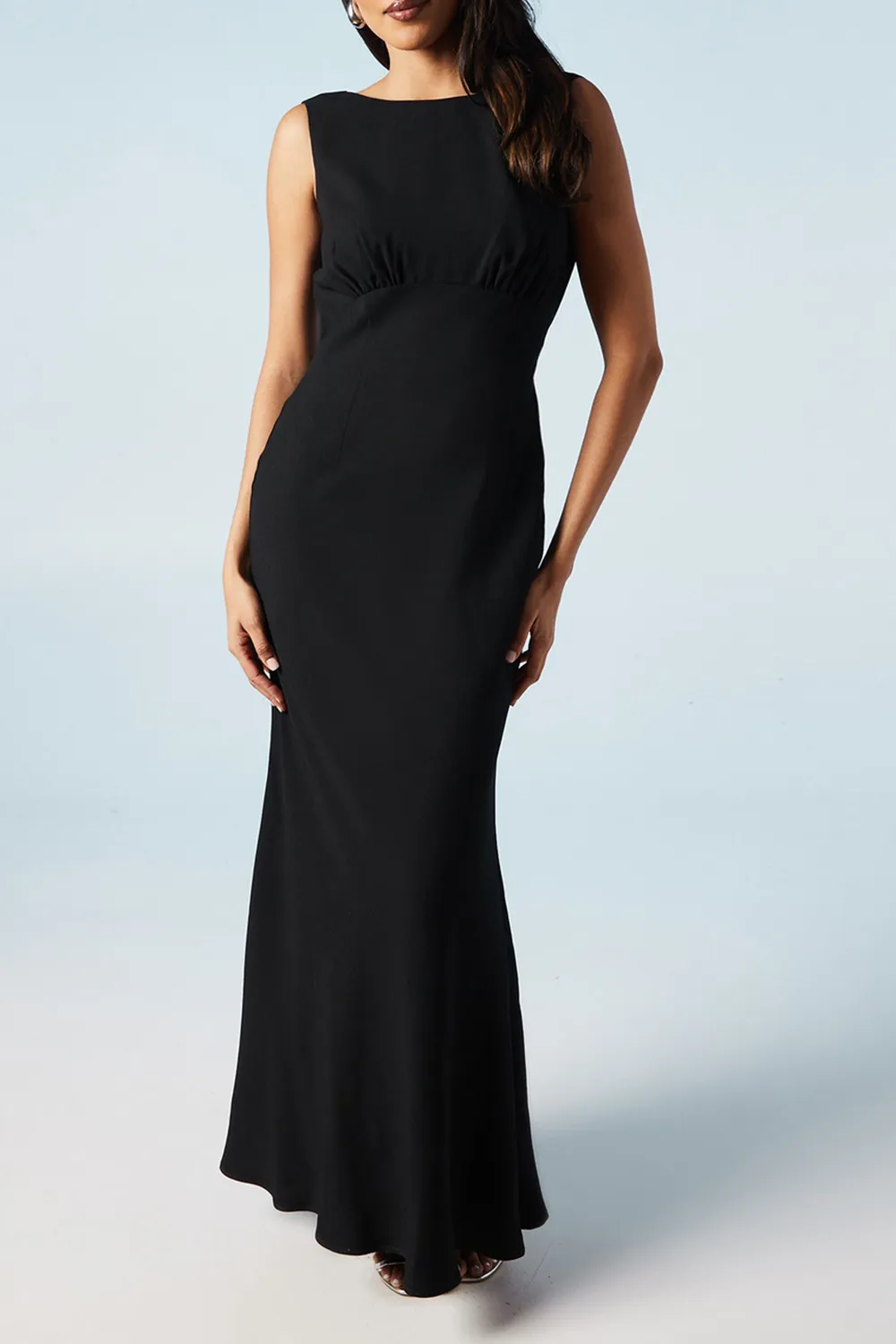 Ladies Sleeveless Solid Color Long Dress