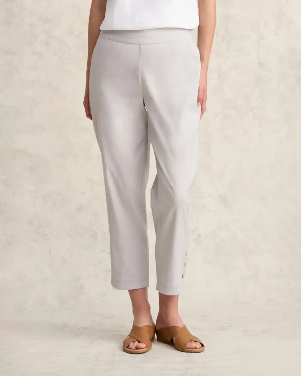 Curved Hem Linen Pant - Light Grey
