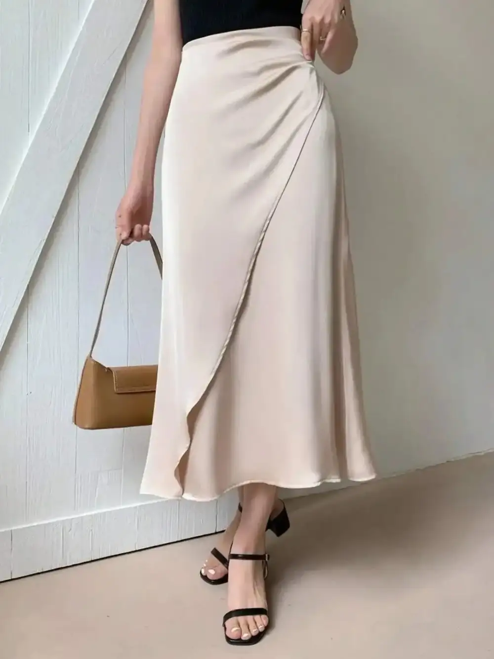 Asymmetric Wrap Midi Skirt