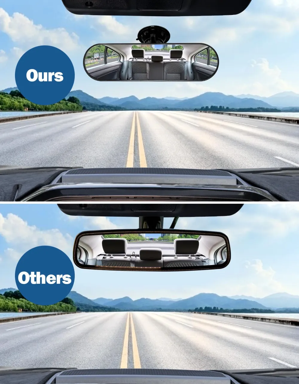 Curved Clip-On HD Wide-Angle Interior Rearview Mirror