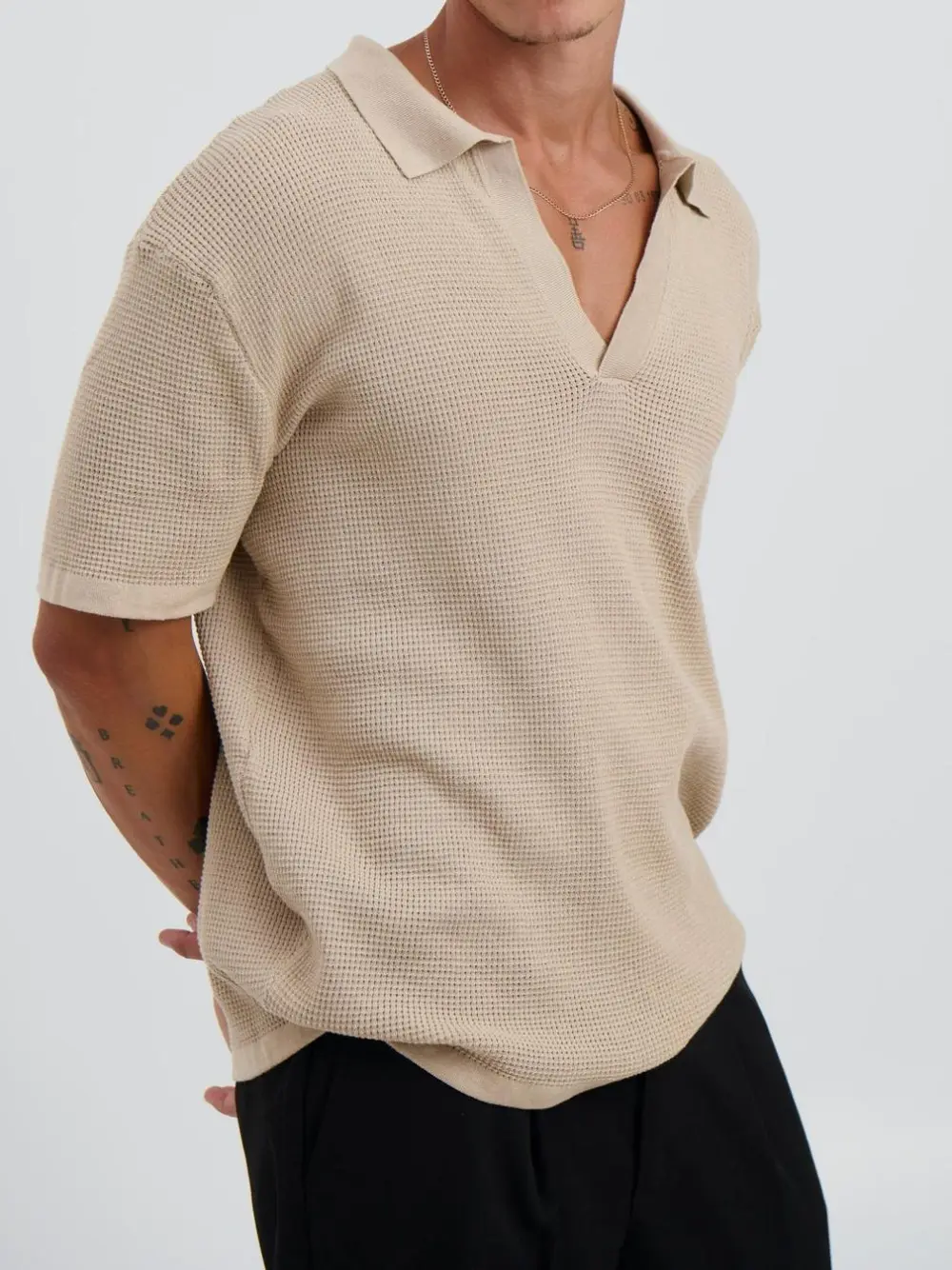 Casual Soft And Comfortable Oat Polo Shirt