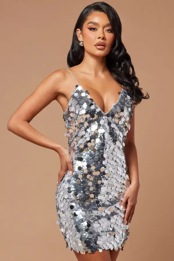 Rory Sequin Mini Dress - Silver
