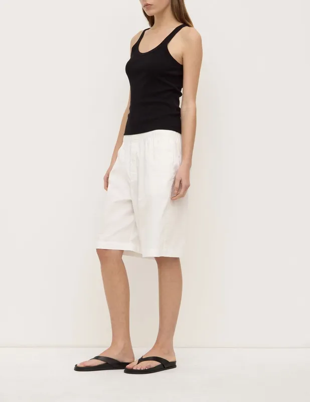 White Longline Poplin Short