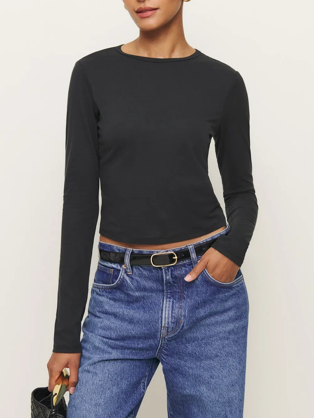 Fitted Crew Neck Long Sleeve Knit Top