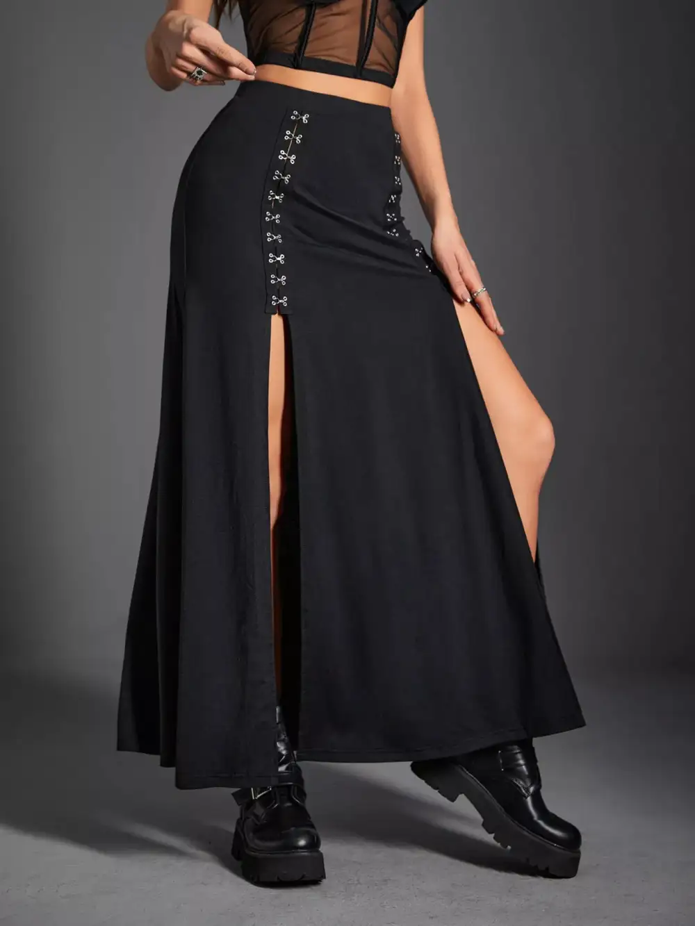 Side Slit High Waist Skirt