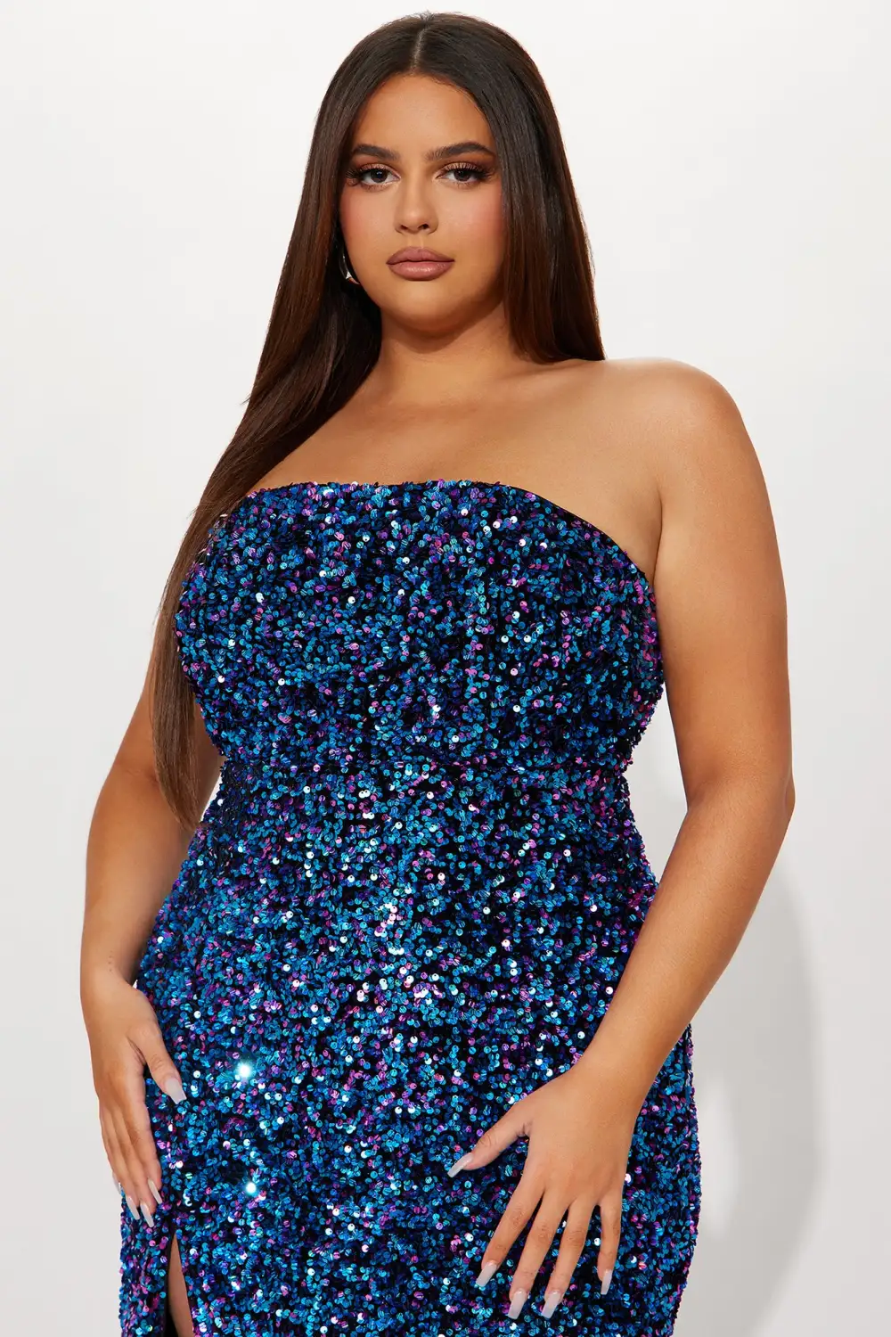 The One Sequin Maxi Dress - Blue/combo