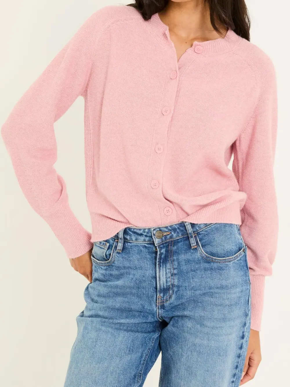 Mid Pink Selah Knitted Button Front Cardigan