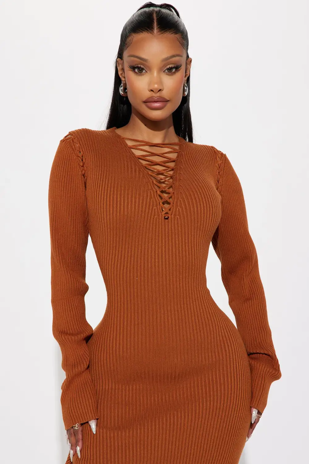Sara Sweater Maxi Dress - Cognac