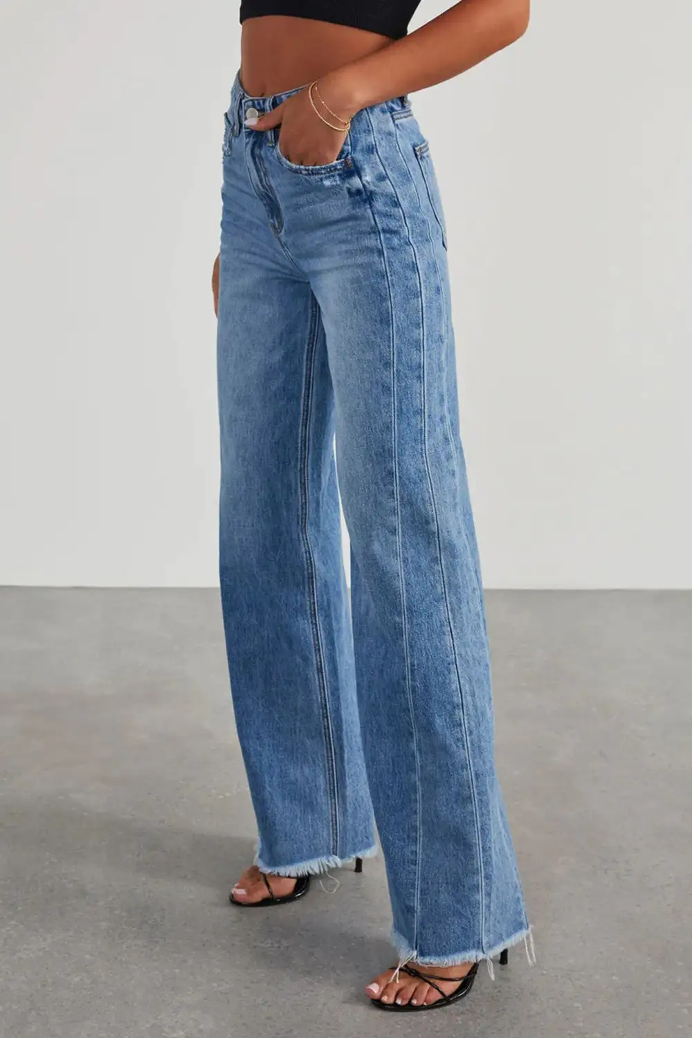 Raw Hem Mid Rise Jeans