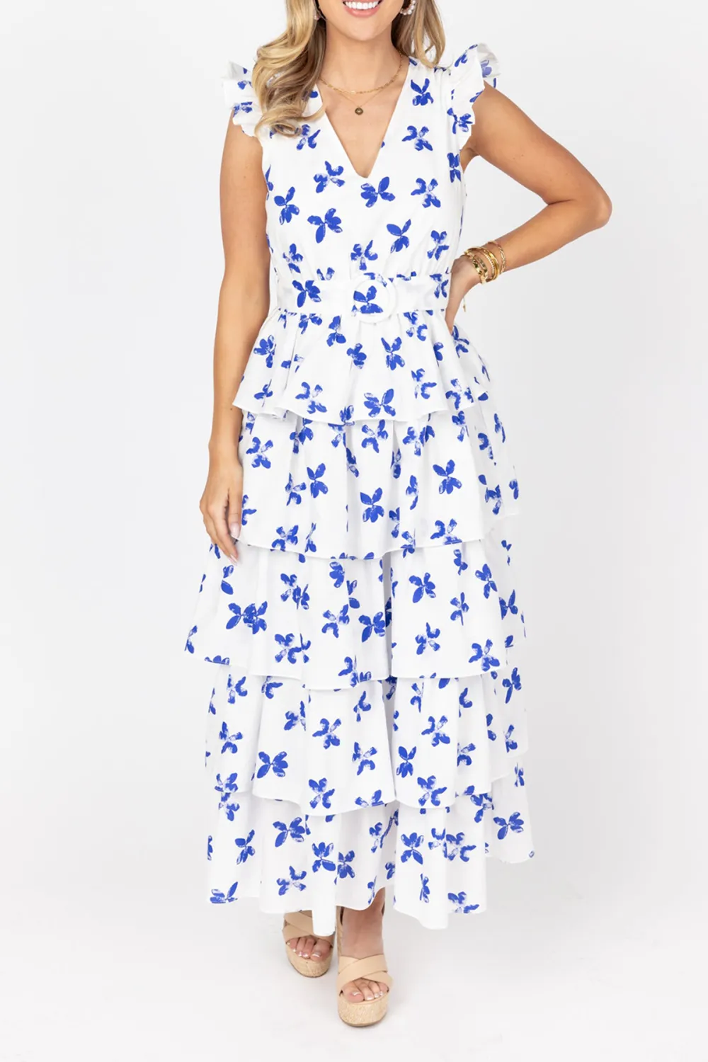 Print Ruffled Tiered Maxi Dress