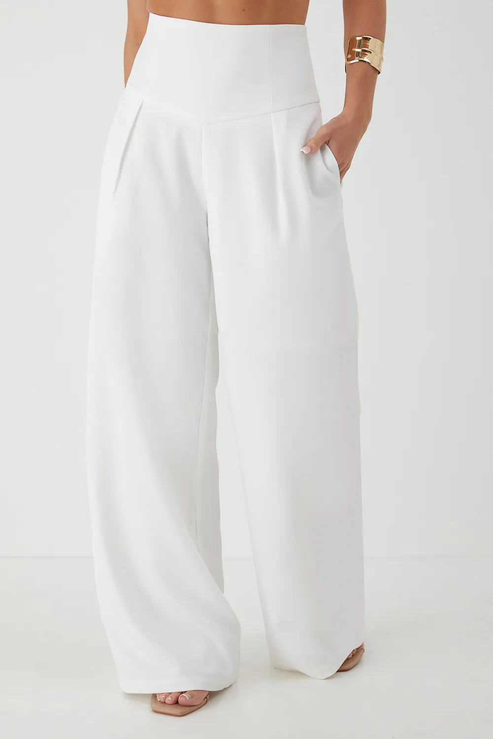High Waist Wide Leg Trousers With Pockets For Women