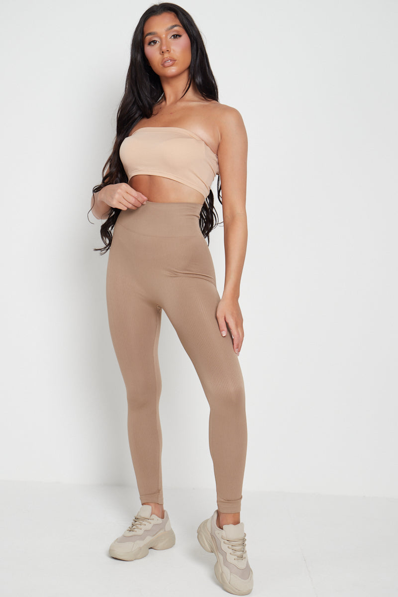 High Waist Ribbed Leggings - Della