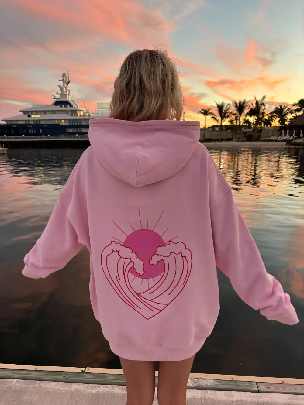 Bubblegum Ocean Heart Stitched Hoodie