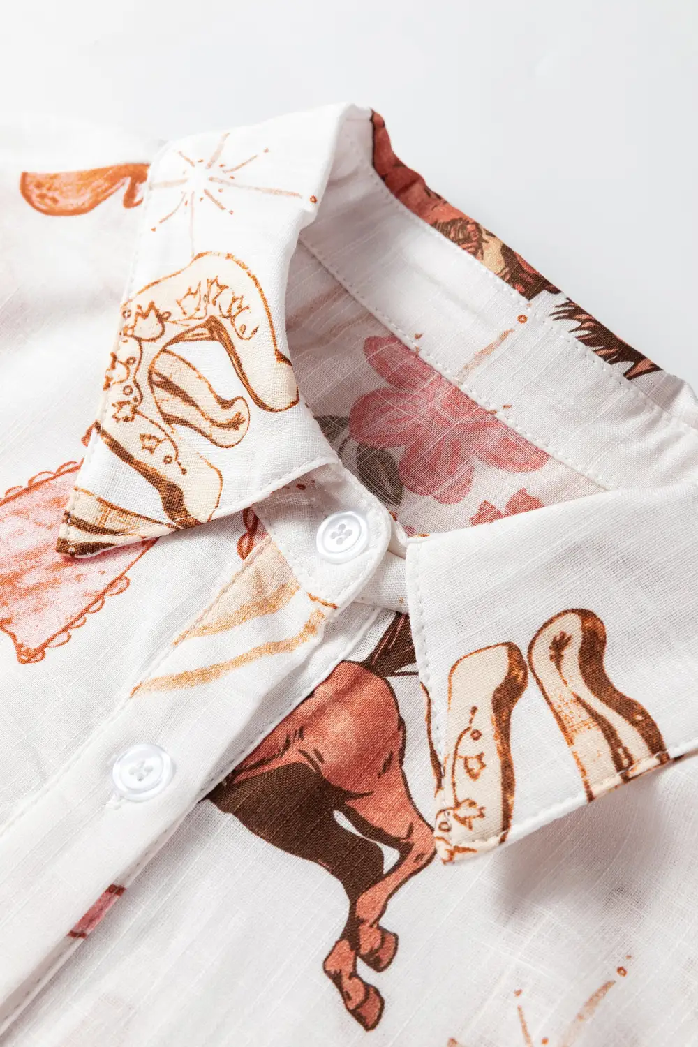 Button Front Western Inspired Shirt Blouse