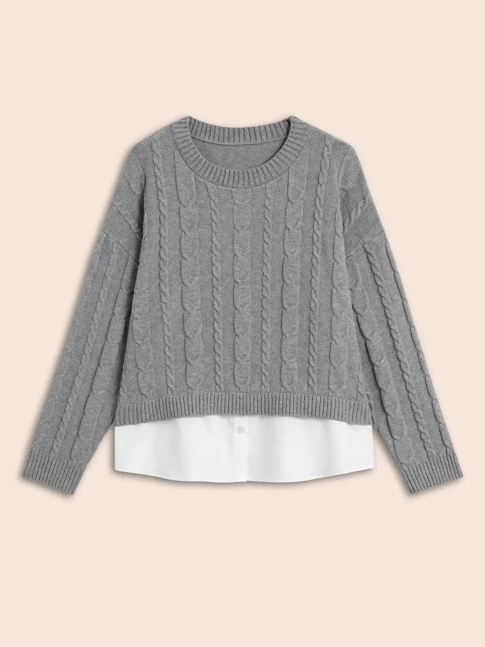 Supersoft Essentials Cable Knit Patchwork Pullover