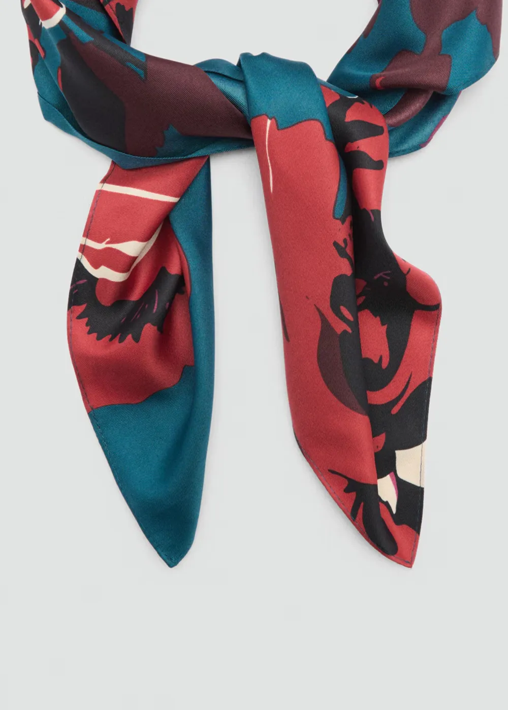 Blue Floral-Print Scarf