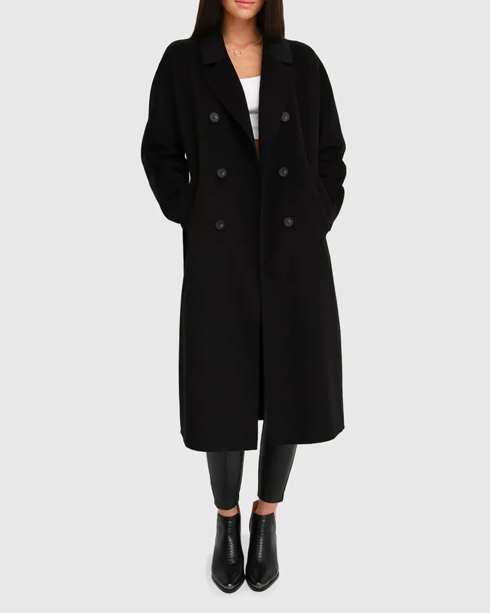 Double-Breasted Lined Wool Coat