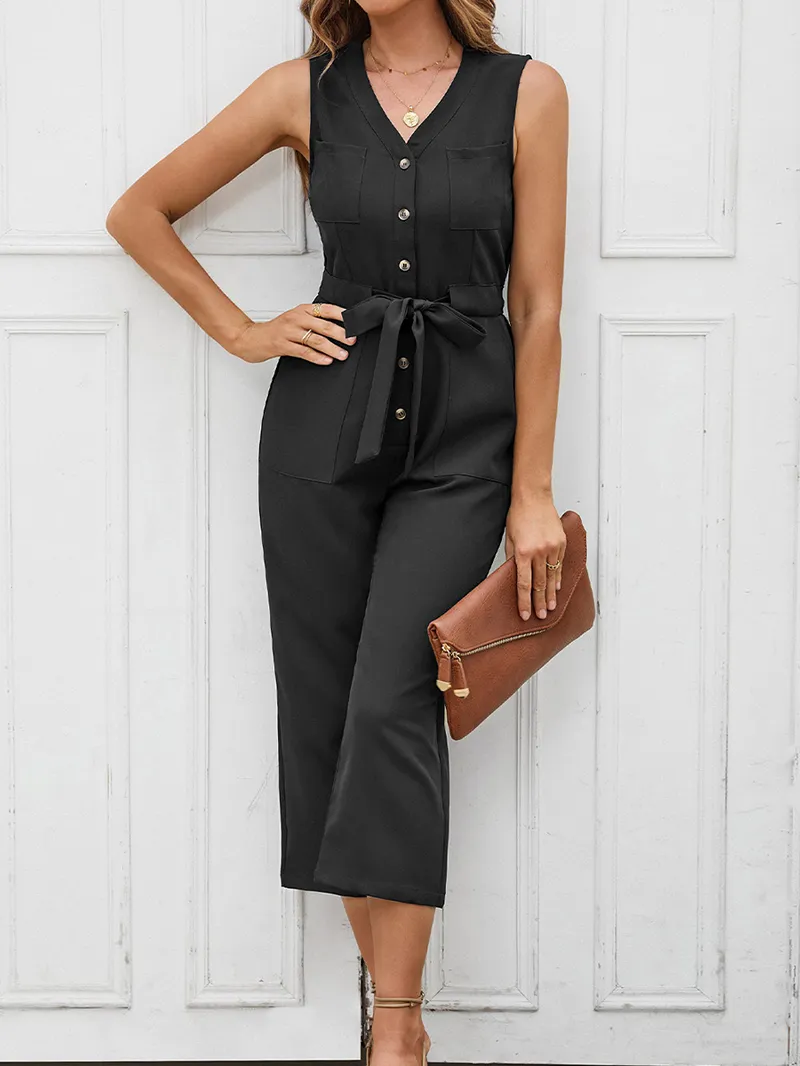 Fashion V-neck casual jumpsuit