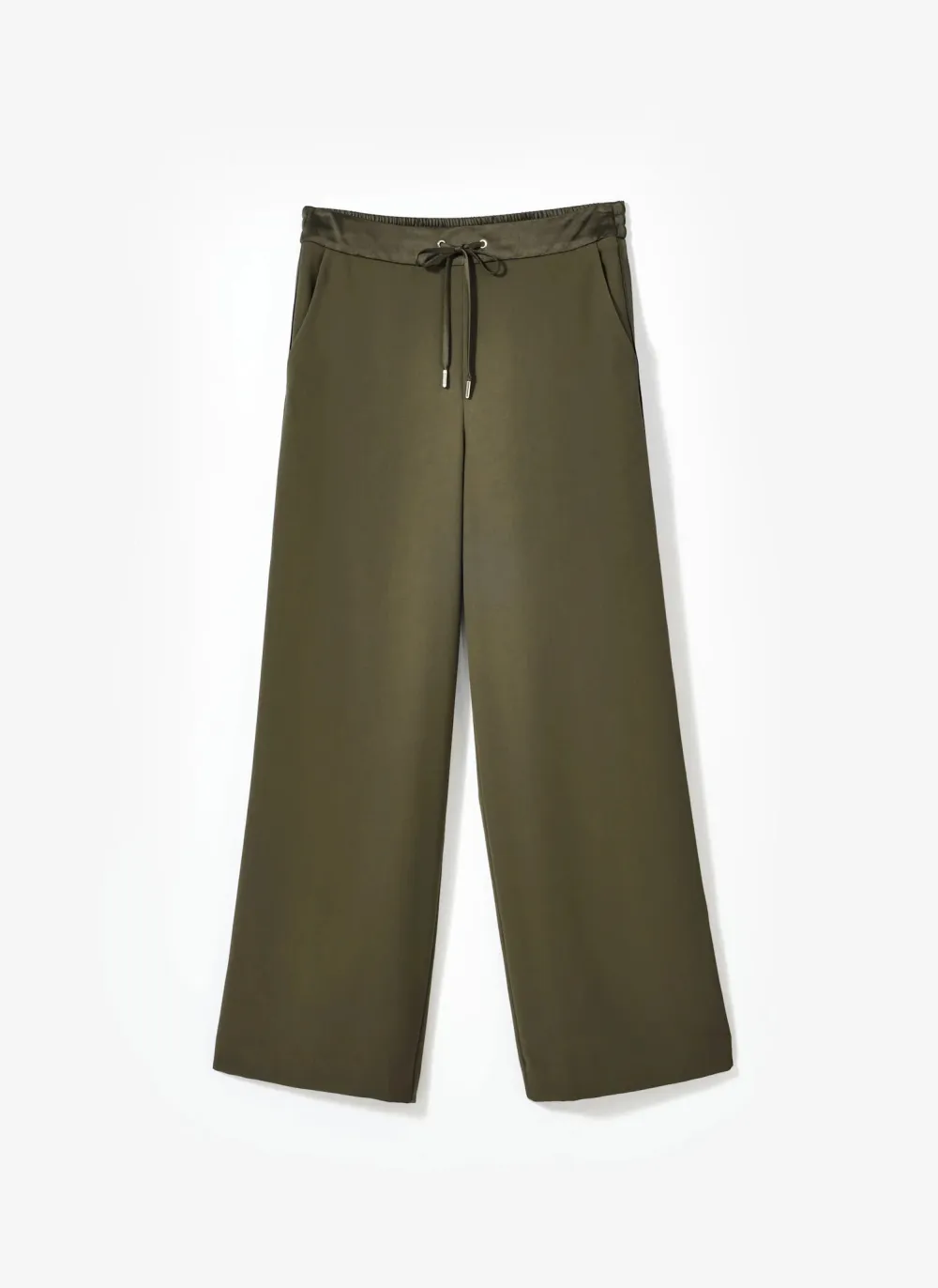 Casual Style Khaki Side Stripe Wide Trousers