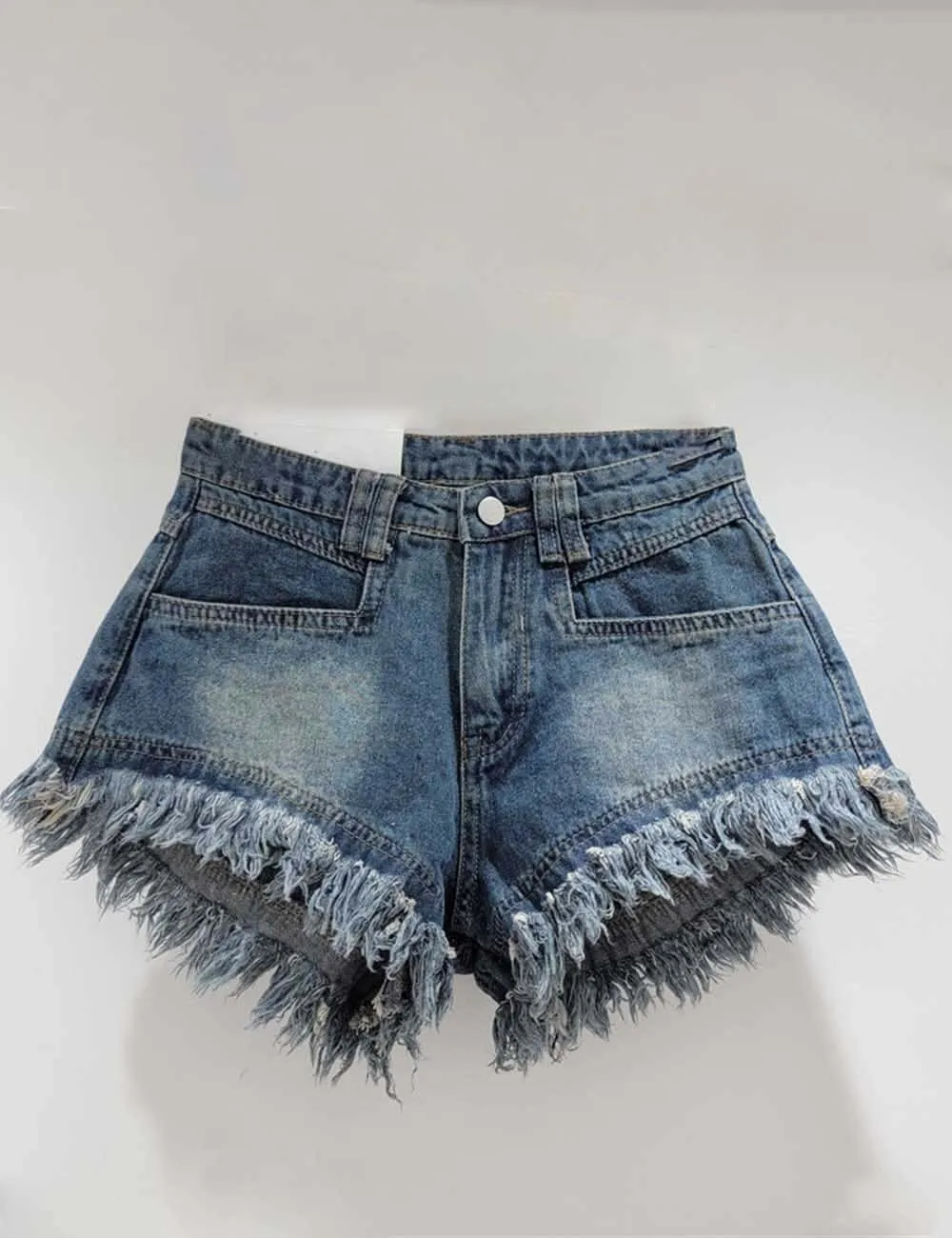 Pocket Frayed Denim Shorts