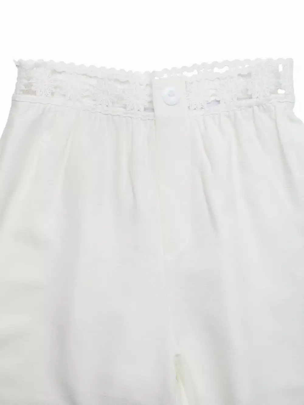High Waist Wide Leg Pants with Crochet Trim