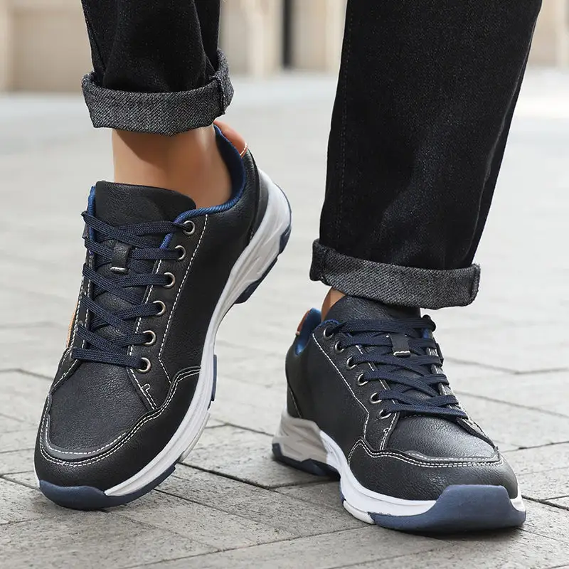 ⏰Limited Time Sale 70% OFF - Men's Genuine Leather Hiking Shoes - Outdoor Work Shoes -Side Zipper, Lightweight, Wide Toe Box, Arch Support, Shock Absorption, Waterproof, Slip-Resistant