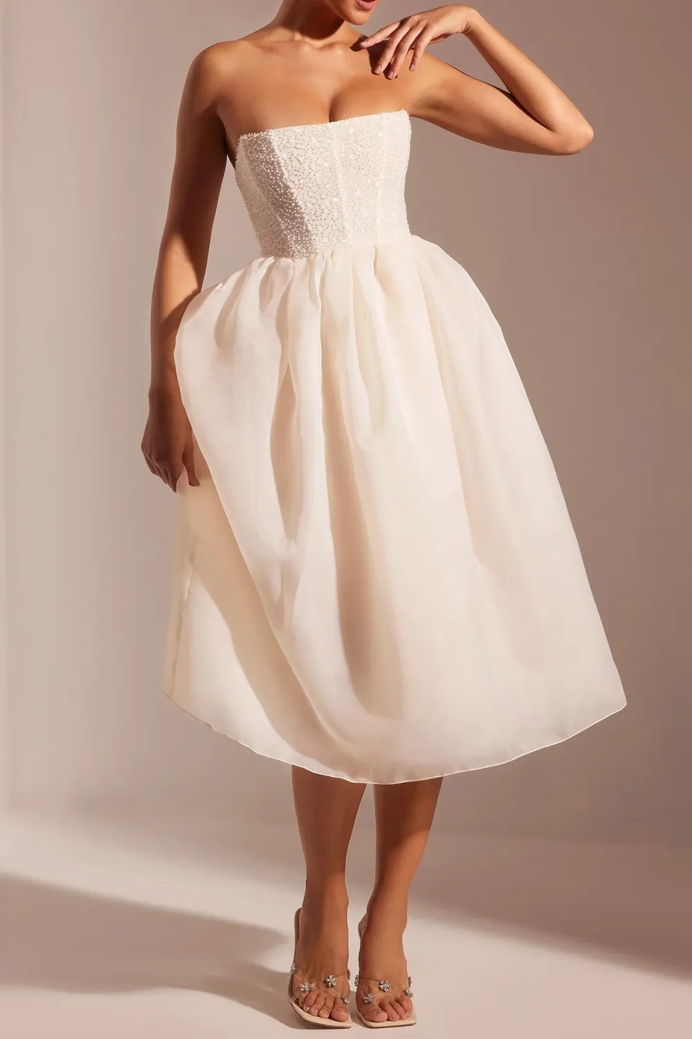 Luxurious Romantic Fluffy Organza Mid-Length