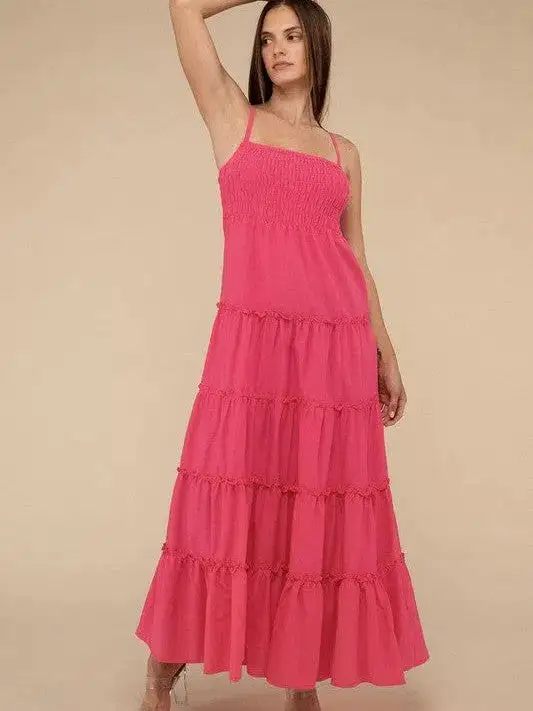 Touch of Whimsical Smocked + Tiered Cami Maxi Dress