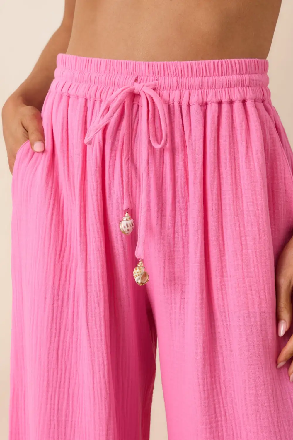 Cotton Wide Leg Drawstring Pants
