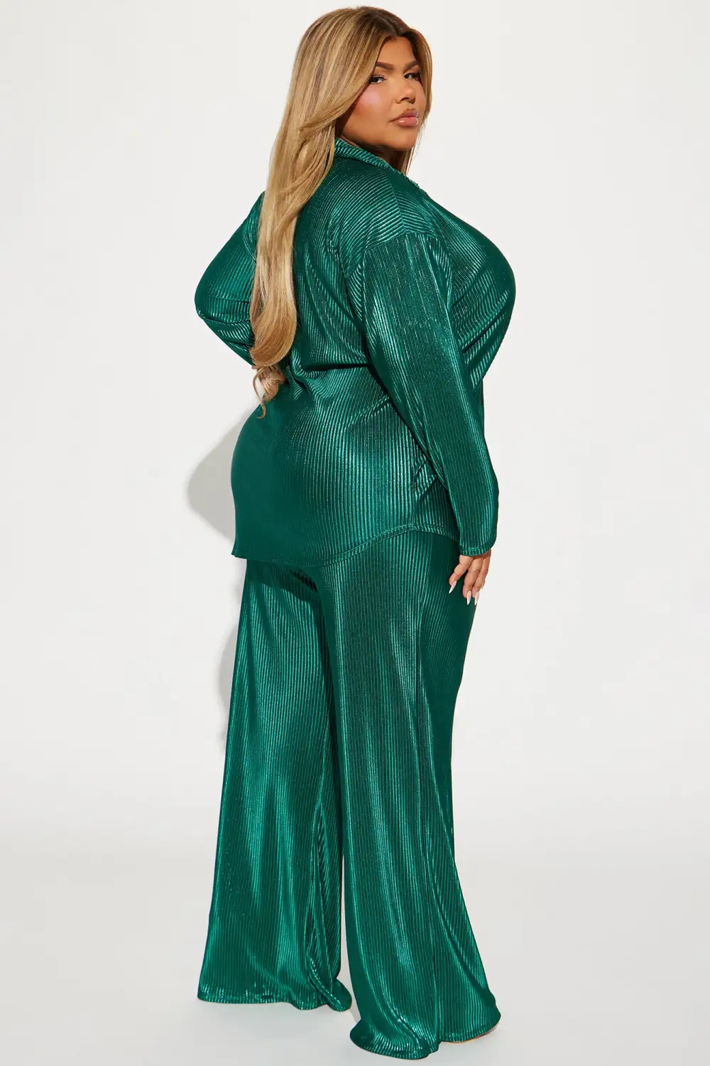 Kiss Of A Star Metallic Pant Set - Teal