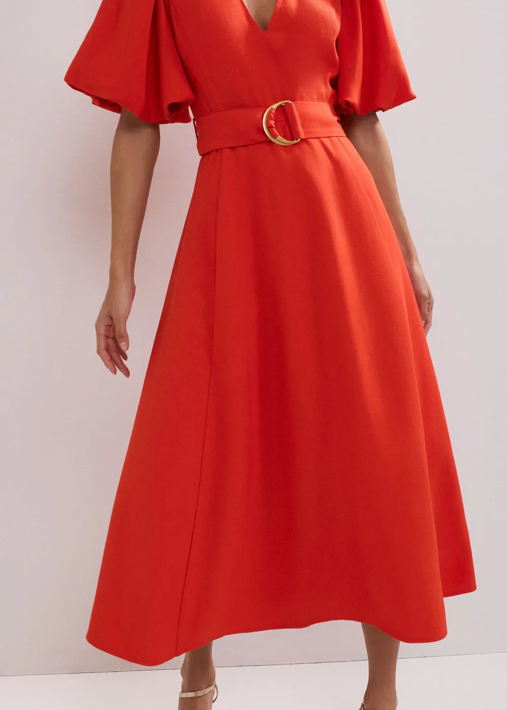 Relaxed Casual Puff Sleeve V-Neck Dress
