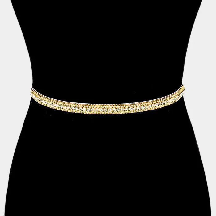Polished Crystal Felt Backed Wedding Sash Belt