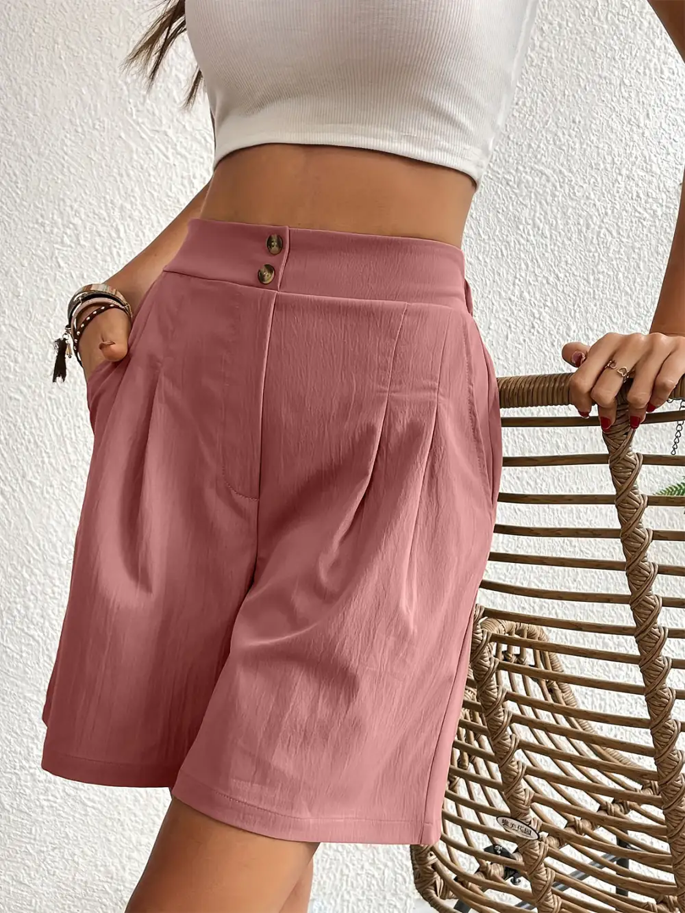 Utility Elastic Waist Pocket Detail Shorts