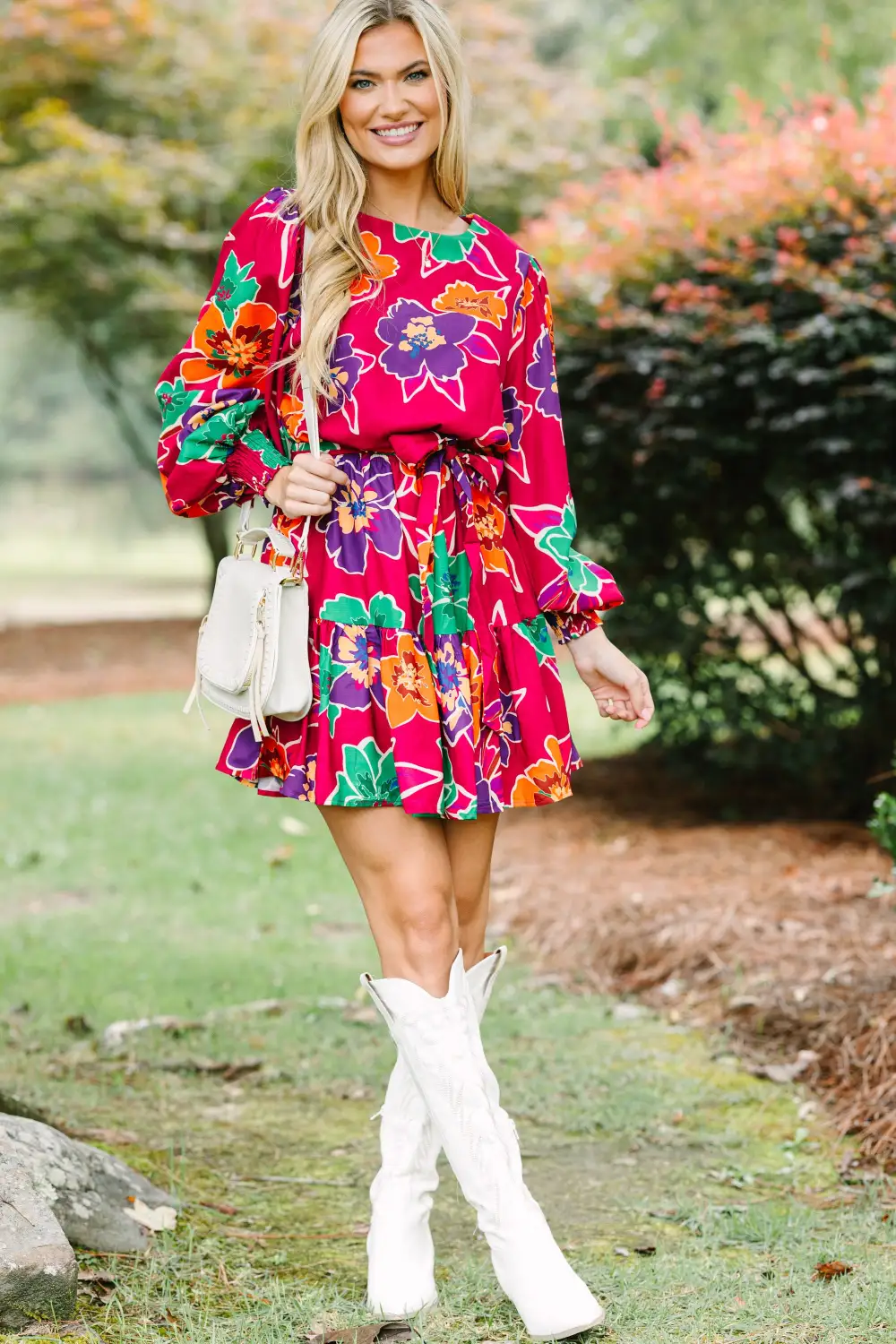 Boldy Be Magenta Pink Floral Dress