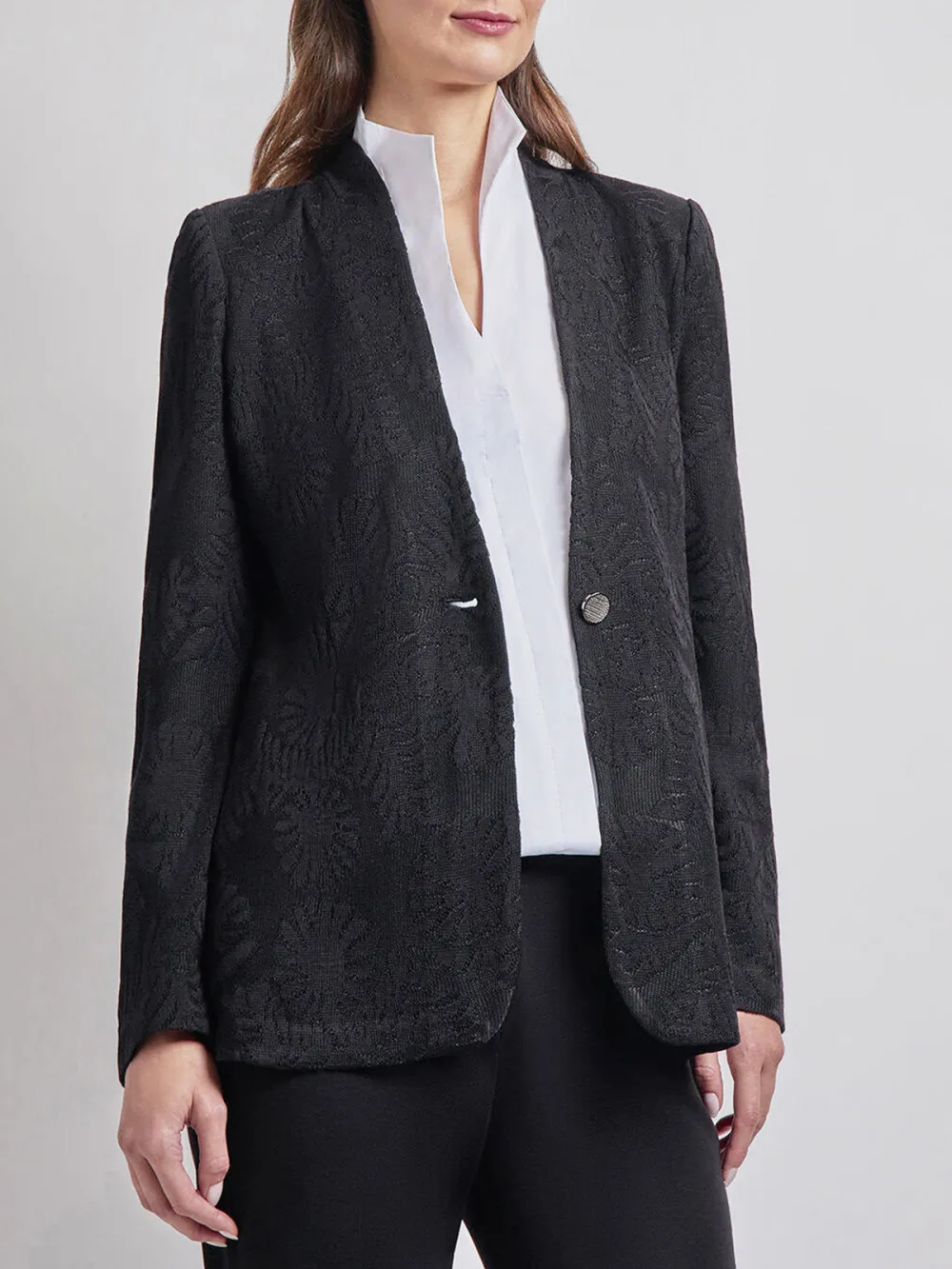 Solid Color Jacquard Jacket